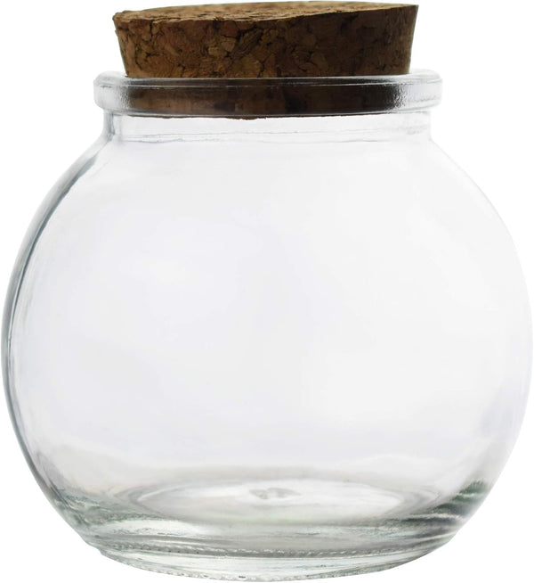 Clear Glass Bottle with Cork Stopper, Assorted Shapes, 1 Piece (Round Ball)