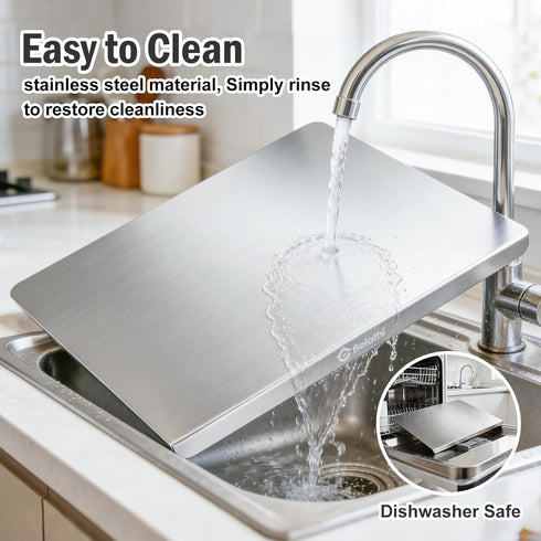 Counter Baking(18x14) Stainless Steel Cutting Board with Lip, Large Metal Chopping Board with Edge, Dishwasher Safe