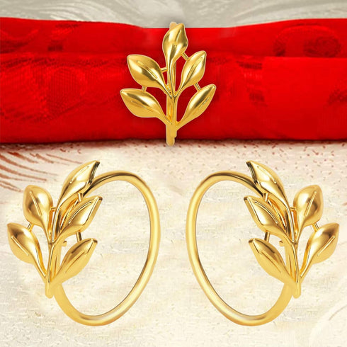 KPOSIYA Set of 20 Gold Leaf Napkin Rings, Metal Table Napkin Holders for Parties & Everyday Use
