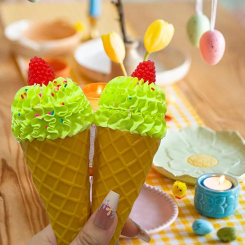 2PCS Simulated Artificial Ice Cream Decor Fake Dessert Display Fake Dessert Models Food Display for Bakery Photography