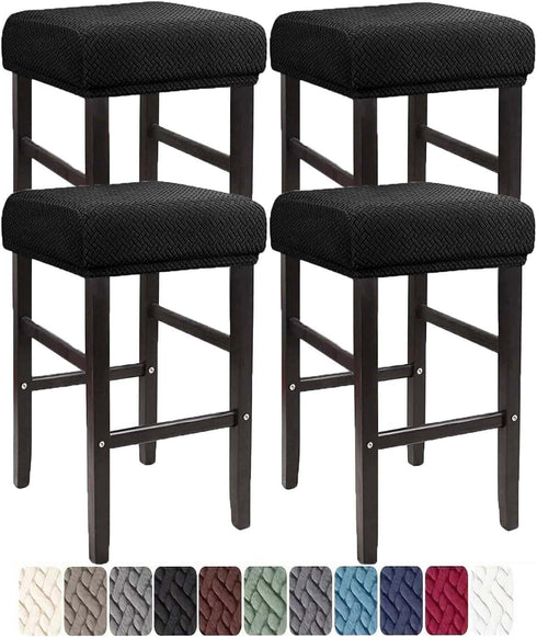 LIULIWEIFA Bar Stool Covers Rectangle Set of 4/2/1 Saddle Slipcover Cushion Stretch Vanity