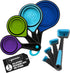 Portable Food Grade Silicone Measuring Cup Set, Collapsible Measuring Cups and Spoons for Liquid & Dry Food, Dog Food &
