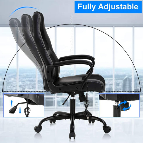 Gaming Chair Computer Office Ergonomic High Back Massage PC Desk Chairs with Lumbar Support & Padded Armrest Racing