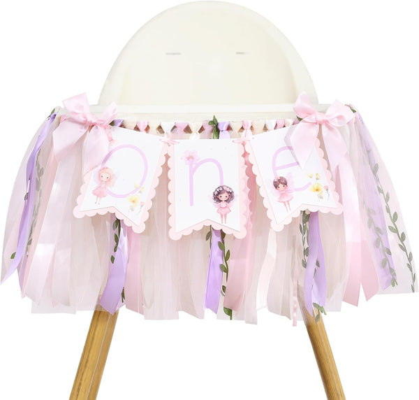 Fairy One High Chair Banner - Little Fairy 1st Birthday Party Decoration,Sweet