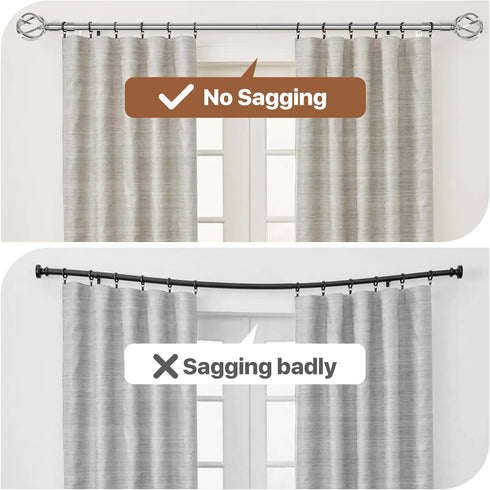 Silver Curtain Rods for Windows: 48 to 84 inch Decorative Heavy Duty Curtain Rod with Twisted Cage Finials