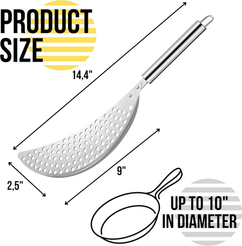 Held Crescent Drainer Pan Pot Strainer with Handle Stainless Steel Hand for Spaghetti Fry Noodles Fruit Vegetable Pasta Strainer Colander Heavy Duty Food Drainers by BELMAKS