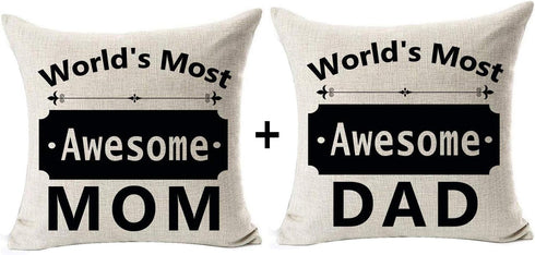 Andreannie Set of 2 Cotton Linen Throw Pillow Case Cushion Cover, 18 X 18 Inches, Best Gift for Mother Father