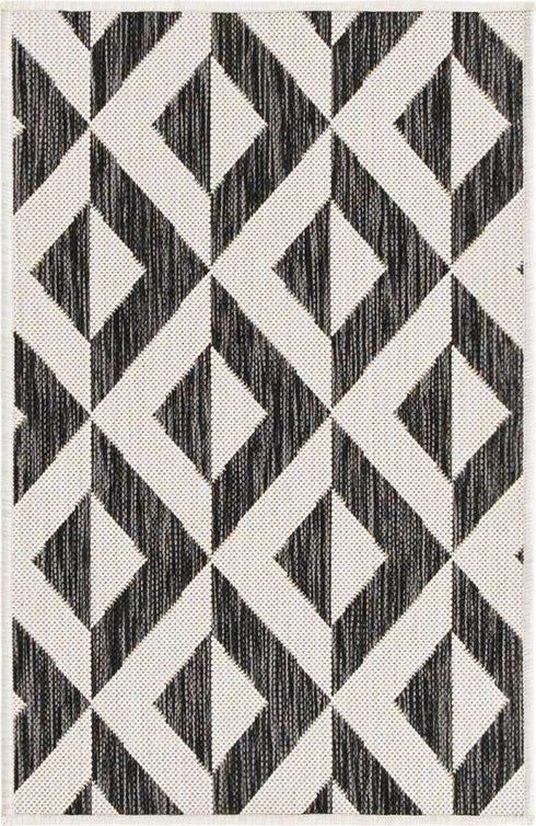 Unique Loom Napa Outdoor Collection Area Rug, Charcoal Gray/Ivory, 2' x 3' 1' Rectangle