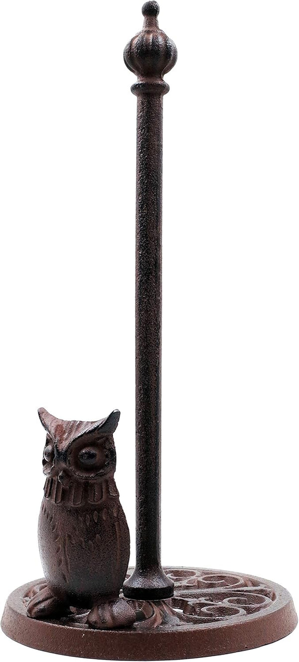 JETLAND Vintage Standing Paper Towels Holder, Cast Iron Owl Kitchen Paper Stand with