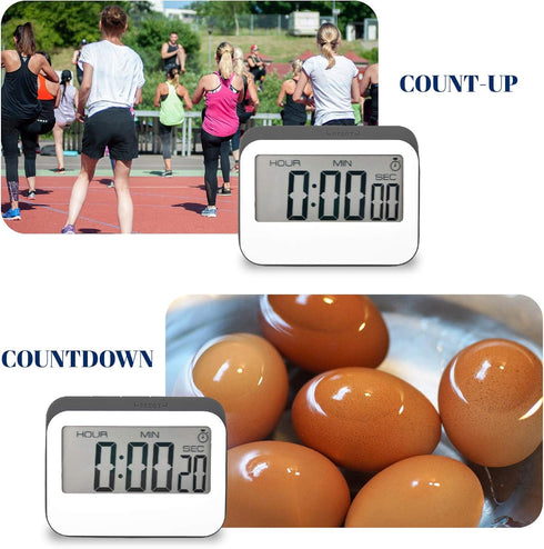 Jayron Digital Timer Alarm Clock, Kitchen Timer with Large LED Display, Magnetic Design, Replaceable Battery