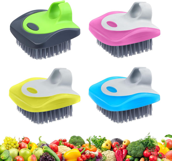 Aodaer 4 Pieces Vegetable Brush Potato Scrubber Brush Silicone Hard and Soft