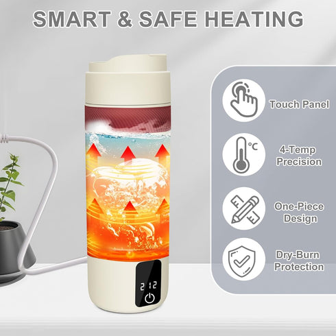 Tengfy 450ML 4 Settings, 304 Portable Electric Kettle, Mini Hot Water Boiler Heater, Travel Kettle with Temperature
