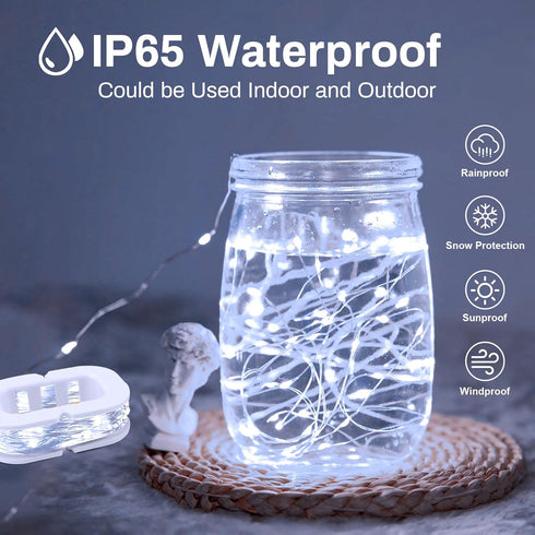 50LED 16FT 8 Fairy Lights USB & Battery Powered, White Fairy String Lights with Modes & Timer, Cuttable Copper Wire