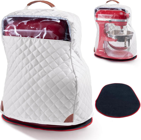 BAGSPRITE Stand Mixer Cover with Pockets for KitchenAid Mixer 6/7/8 Quart, Appliance Sliders for Attachments