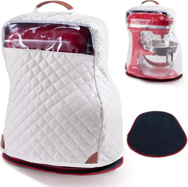 BAGSPRITE Stand Mixer Cover with Pockets for KitchenAid Mixer 6/7/8 Quart, Appliance Sliders for Attachments