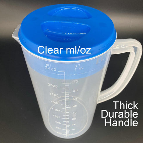 0.63 Gallon Plastic Pitcher with Lid, BPA-FREE, Eco-Friendly Carafe for Hot/Cold Drinks, 81oz, Blue