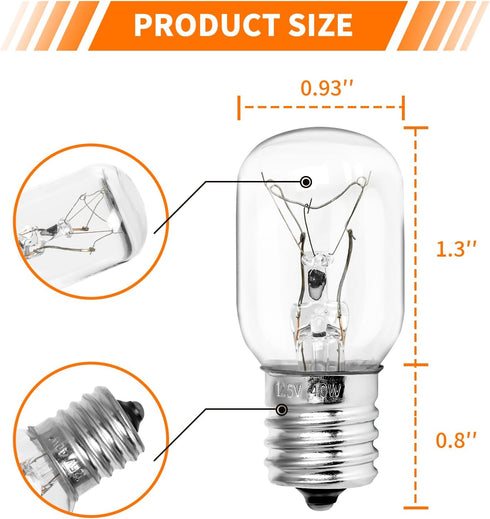 Belleone Microwave Light Bulb - Fits GE Kenmore Whirlpool LG Maytag, 125V 40W, 2PCS E17 Base