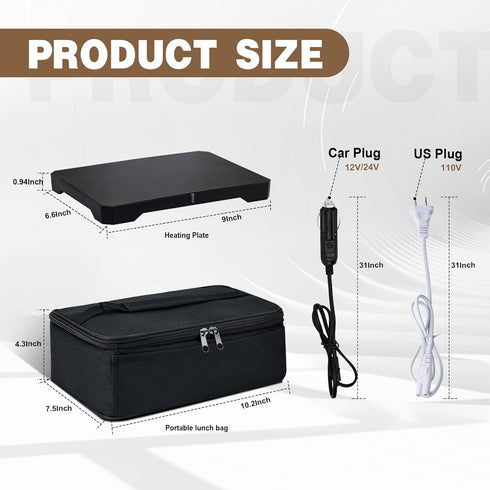 Portable Oven 12V, 24V, 110V - Car Food Warmer Portable Mini Oven Personal Microwave Heated Electric Heating Lunch Box
