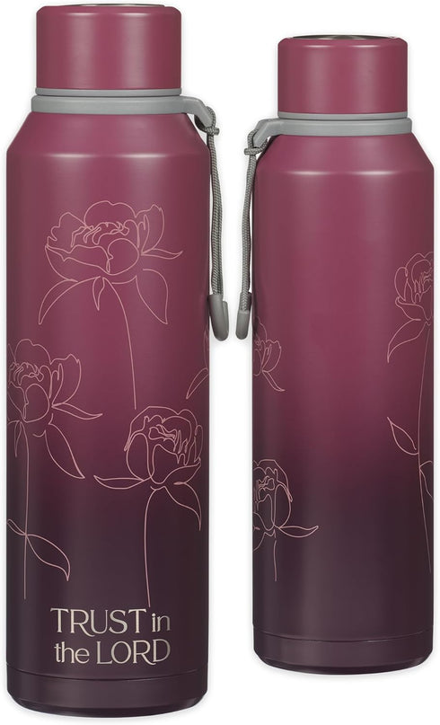 Christian Art Gifts Stainless Steel Double Wall Vacuum Sealed Water Bottle - Trust in the Lord Bible Verse, 24 oz
