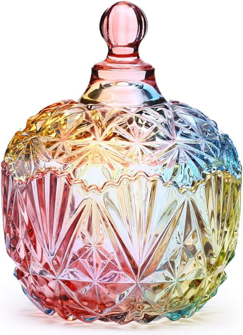 Danmu Colorful Glass Storage Jar with Lid, Candy & Cookie Jar, Jewelry Box, Buffet & Biscuit Containers (260ml)