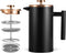 Miuly Black Coffee Press, Stainless Steel French Press Coffee Maker, 350ml/12oz with 2 Filter Mesh, Black