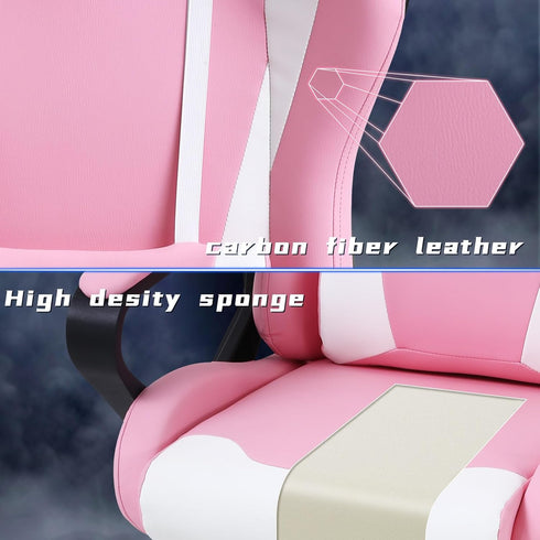 Pink Gaming Chair, Ergonomic High Back Video Game Chairs Racing Style with Lumbar Support, Headrest & Arms Gaming Chair