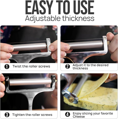 2 Mozzarella, Zulay Kitchen Stainless Steel Wire Cheese Slicer - Adjustable Hand Held Cheese Cutter with Extra Wires