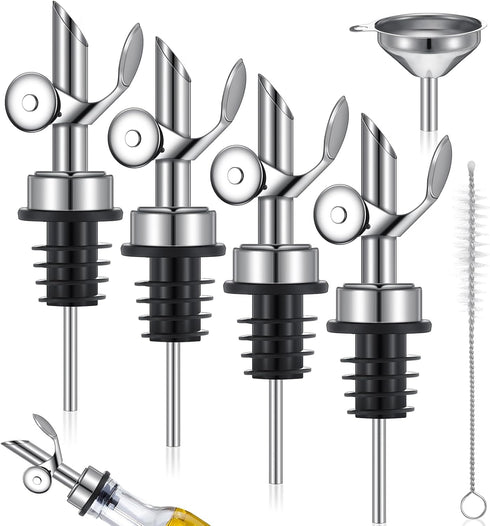 Tioncy 4 Pieces Weighted Stainless Steel Pourers Olive Oil Spout Olive Oil