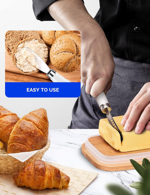 AISBUGUR 2 Pack Stainless Steel Butter Spreader Knife with Holes, Multifunction Kitchen Knife with White Handle