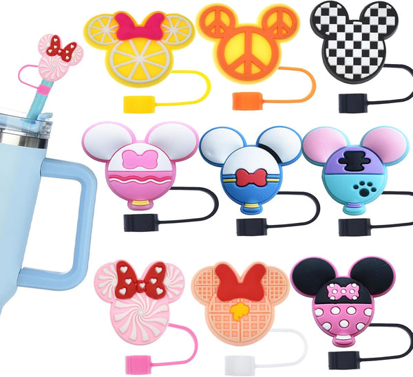 9 pcs Silicone Straw Covers for Stanley 20 30&40 Oz Cup, Cute Mouse Ears Dust-Proof Straw Caps