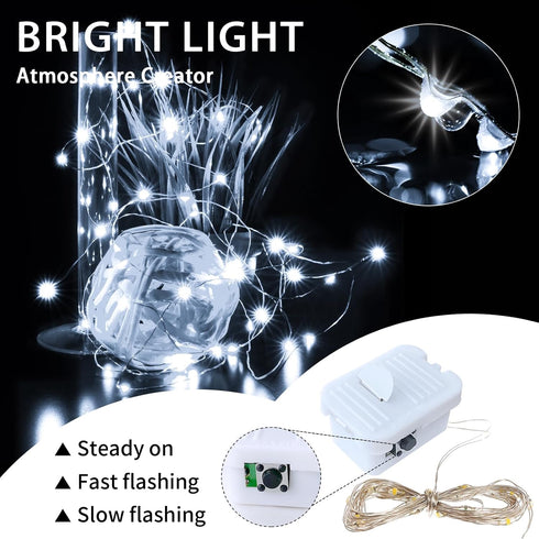 12 Pack 7ft 20 (12, White Fairy Lights Battery Operated, LED Mini String Twinkle Lights for Christmas Halloween Easter