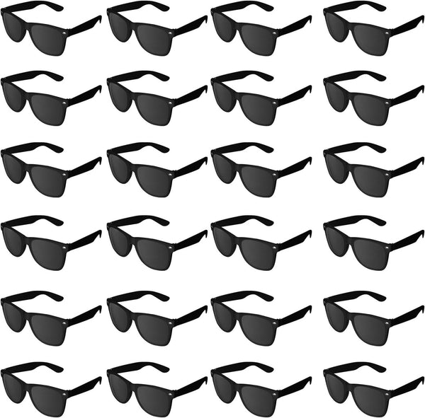 Super Z Outlet Plastic Vintage Retro Style Sunglasses, Classic Shades Eyewear Party Prop Favors (24 Pairs) (Black)