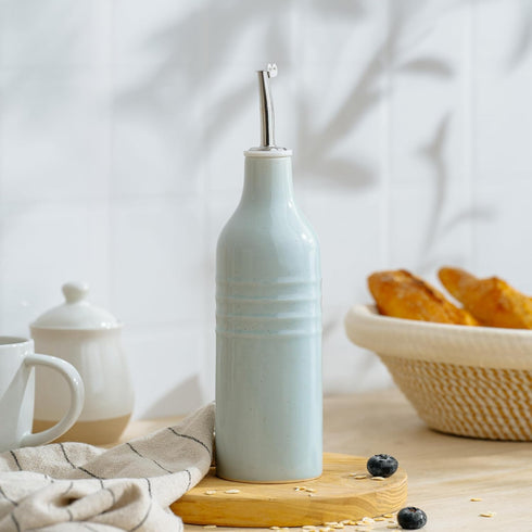 16oz 1 famiware Jupiter Ceramic Olive Oil Dispenser Bottle, Piece Oil Dispenser for Kitchen with Stainless Steel
