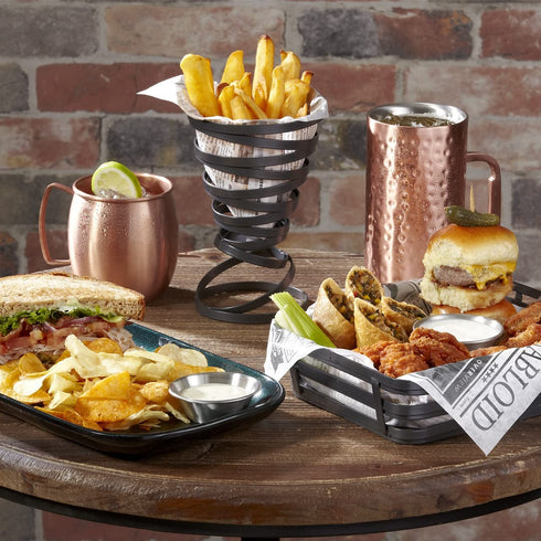 G.E.T. WB-446-MG 4" Round Powder Coated Metal Gray Wire French Fry Cone Basket, Cyclone Collection