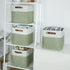 Temary Cube Storage Baskets 12 Inch, 4-Pack Fabric Storage Bins for Organizing Clothes, White & Green