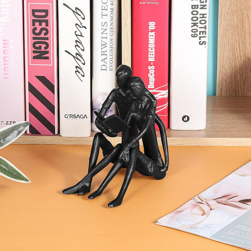 Xruibrave Gift for Wedding Anniversary | Romantic Reading Couple Bookshelf Dcor | Couple Sculptures Statue Cast Iron