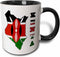 3dRose Kenya Flag in Outline Map of Country and Name Kenya - Two Tone Black Mug, 11oz