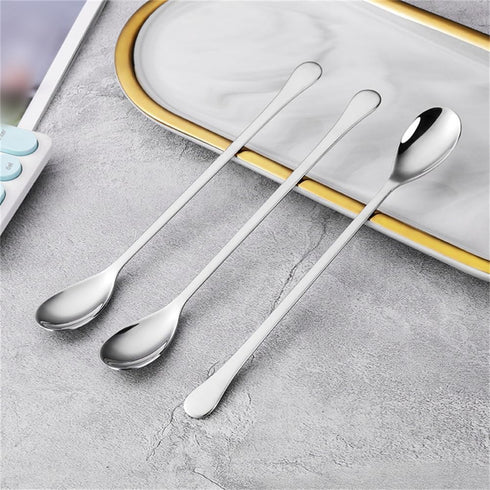 9.25-Inch Long Handle Iced Tea Spoon, Premium 304 Stainless Steel Cocktail Stirring Spoon, Silver