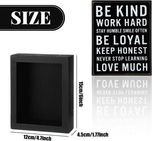 Be Kind Wooden Box Signs - Inspirational Desk Decor with Positive Quotes for Office