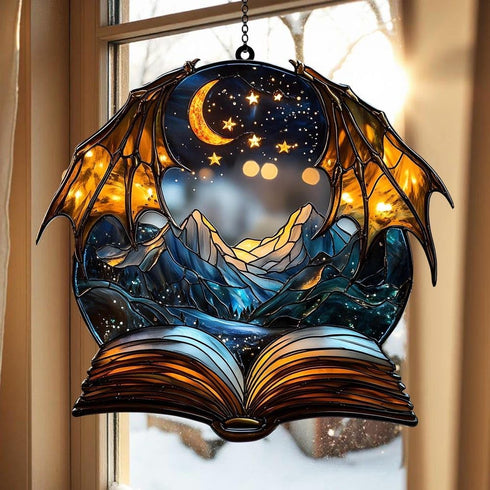 Bookshelf Acrylic Suncatcher, Book Suncatchers for Window Hangings, Bookish Gifts for Readers