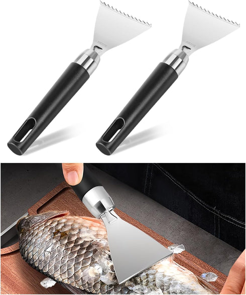 2 Pack Fish Scale Remover, 304 Stainless Steel Scraping Tool, Serrated Fish Cleaning Tools for Restaurant and Home