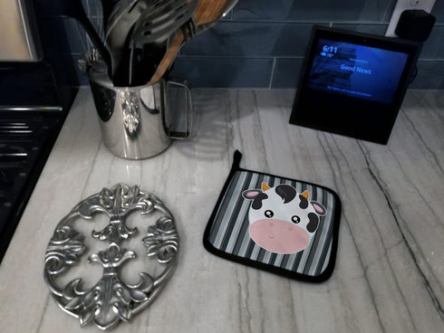 Caroline's Treasures BB6926PTHD Pair of Cow Face Pot Holders, 7.5 x 7.5, Heat Resistant Kitchen Hot Pads