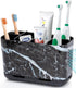 Boperzi Black Toothbrush Holder, Detachable Anti-slip Marble Organizer for Bathroom Countertop with Drainage Holes