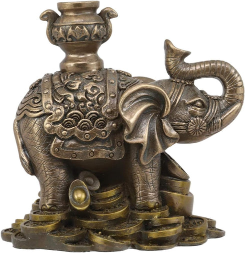 Ebros Small Feng Shui Elephant Carrying Wealth Pot - 4.25" Long Home Decor Accent Figurine