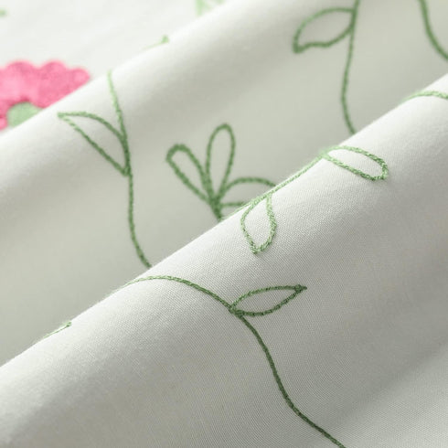 VOGOL White Valances for Small Windows, Flowers Embroidered Window Valances for Kitchen Living Room, 52 x 18 Inches