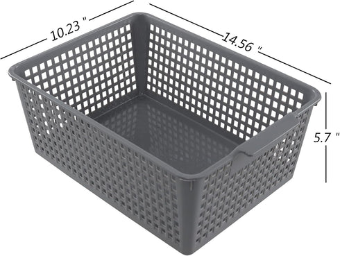Plastic Organizing Baskets, Set of 3 Large Open Storage Bins
