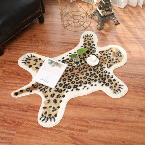 Leopard Print Rug, 2.7 W x 3.5 L Feet Faux Cowhide Skin Area Rug for Home Office, Livingroom, Bedroom