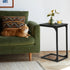 FDW C-Shaped End Table Wooden Top Side Table Adjustable Feet Small Cough Table Bedside End Table with Metal Frame