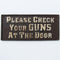 Old West Hotel Saloon Cast Iron Sign, Please Check Your Guns At the Door
