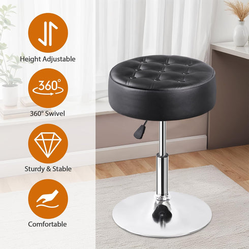 360 SUPER DEAL Vanity Stools for Makeup, Vanity Ottoman Chair with Adjustable Height and Swivel for Makeup Room Bedroom